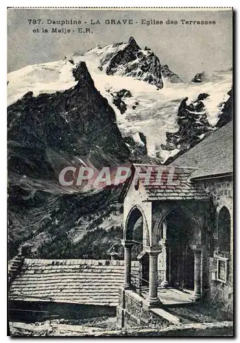 Cartes postales Dauphine La Grave Eglise des Terrasses et la Meije