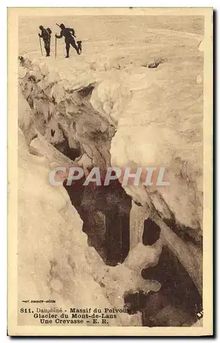 Ansichtskarte AK Dauphine Massif du Pelvoux Glacier du Mont de Lans Une Crevasse