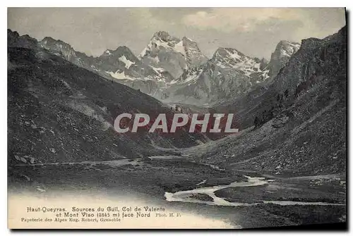 Cartes postales Haut Queyras Sources du Guil Col de Valente et Mont Viso face Nord