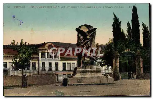 Cartes postales Privas Monument des Mobiles et Ecole Superieure de Jeunes Filles