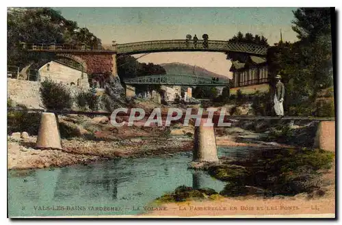 Ansichtskarte AK Vals les Bains La Volane La Passerelle en Bois et les Ponts