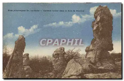 Cartes postales Sites pittoresques de l'Ardeche Curieux rocher dans le Boix de Paiolive