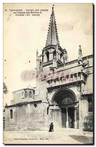 Cartes postales Tarascon Portail de l'Eglise Ste Marthe et Clocher