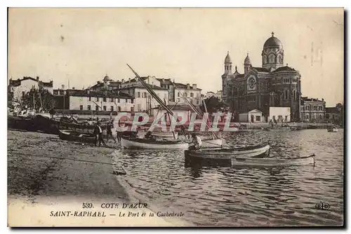 Cartes postales Cote d'Azur Saint Raphael Le port et la Cathedrale