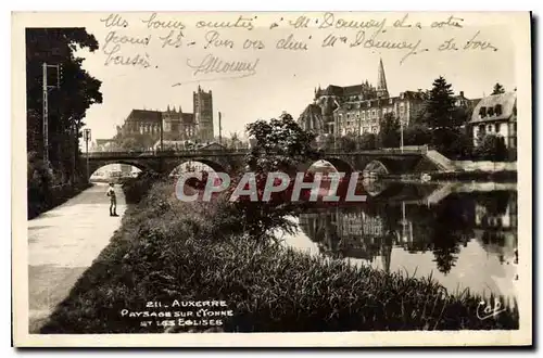Cartes postales Auxerre Pausage sur l'Yonne et les Eglises