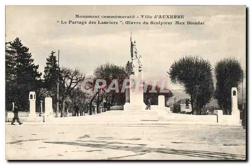 Cartes postales Monument commemoratif Ville d'Auxerre Le Partage des Lauriers Max Blondat