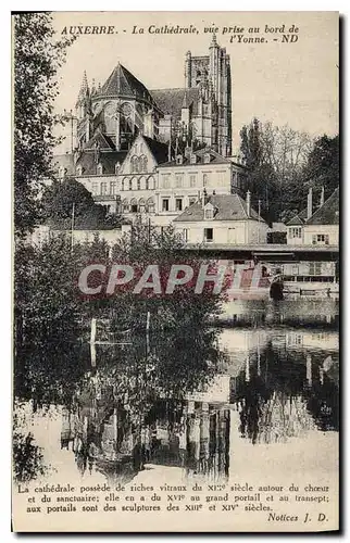 Cartes postales Auxerre La Cathedrale vue rpise au bord de l'Yonne