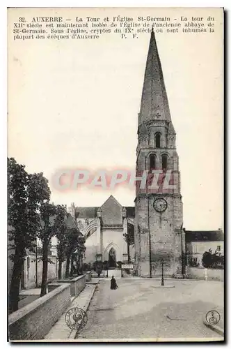 Cartes postales Auxerre La Tour et l'eglise St Germain la tour du XII siecle