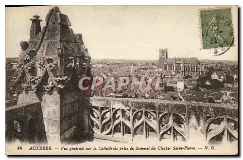 Cartes postales Auxerre vue generale sur la Cathedrale prise du Sommet du Clocher Saint Pierre