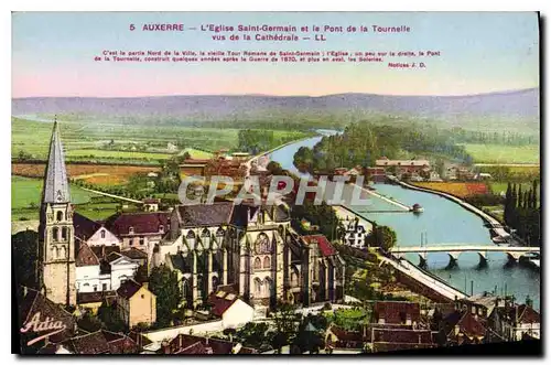 Cartes postales Auxerre l'Eglise Saint Germain et le Pont de la Tournelle vus de la Cathedrale