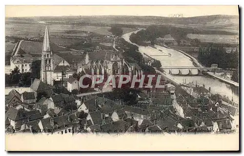 Cartes postales Auxerre Eglise Saint Germain et le pont de la Tournelle vus de la Cathedrale