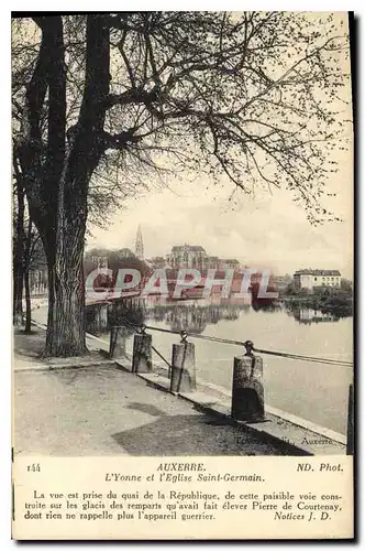 Cartes postales Auxerre l'Yonne et l'eglise Saint Germain la vue est prise du Quai de la republique de cette Pai