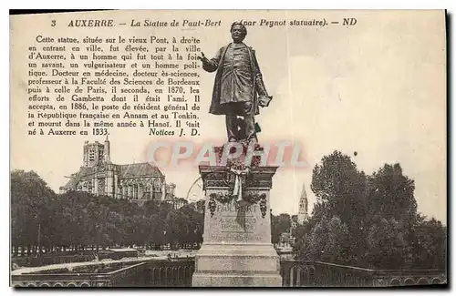 Cartes postales Auxerre la Statue de Paul Bert par Peynot statuaire cette statue situee sur le vieux Pont a droi