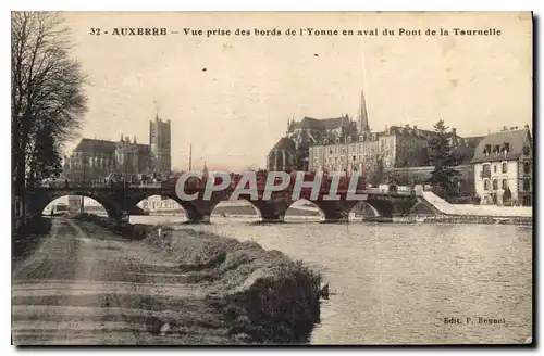 Cartes postales Auxerre vue prise des Bords de l'Yonne en aval du Pont de la Tournellle