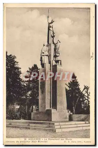 Ansichtskarte AK Auxerre le Monument aux Morts oeuvre du sculpteur max Blondat