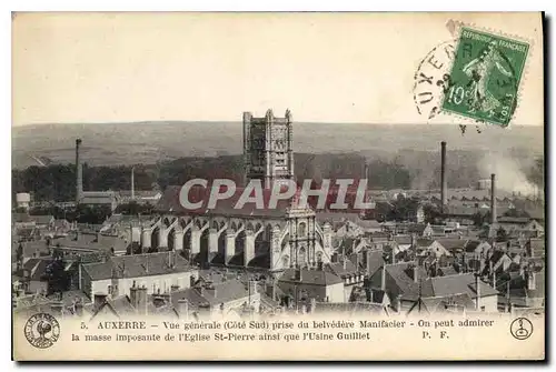 Cartes postales Auxerre vue generale Cote Sud prise du Belvedere Manifacier on peut admirer la masse imposante d