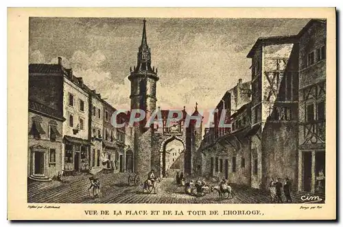 Cartes postales Auxerre vue de la place et de la tour de l'Horloge