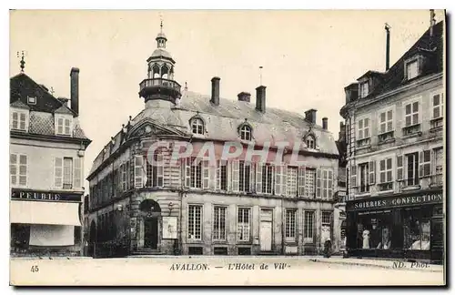 Cartes postales Avallon hotel de Ville