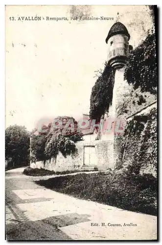 Cartes postales Avallon Remparts rue Fontaine Neuve