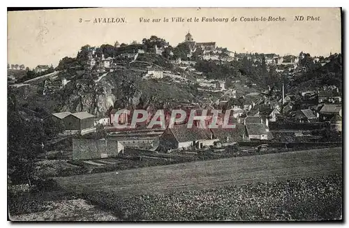 Cartes postales Avallon Vue sur la Ville et le Faubourg de Cousin la Roche
