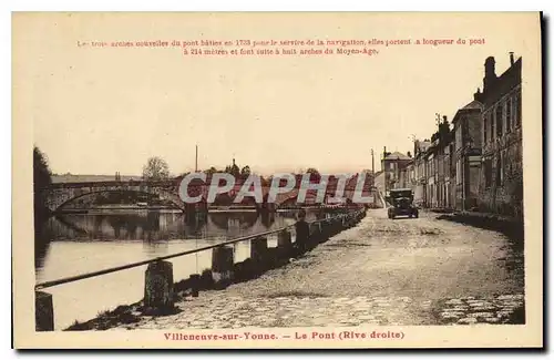 Cartes postales Villeneuve sur Yonne Le Pont Rive droite Automobile