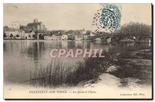 Cartes postales Villeneuve sur Yonne Les Quais et l'Eglise