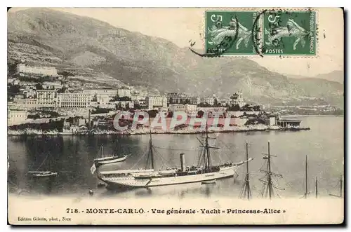 Cartes postales Monte Carlo Vue generale Yacht Princesse Alice Bateau