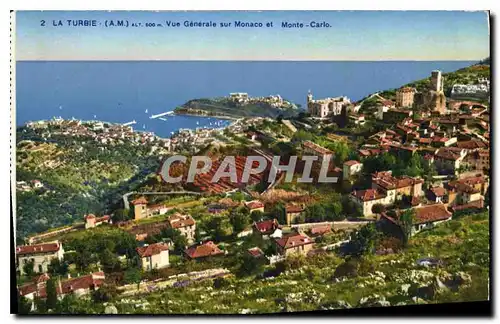 Cartes postales La Turbie A M Vue generale sur Monaco et Monte Carlo