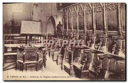 Cartes postales Vence A M Interieur de l'Eglise Stalles et Lutrin du XV siecle