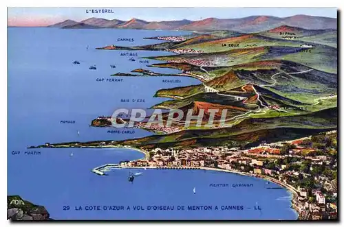 Cartes postales La Cote d'Azur a Vol d'oiseau de Menton a Cannes