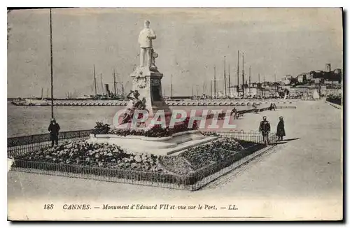 Cartes postales Cannes Monument d'Edouard VII et vue sur le Port