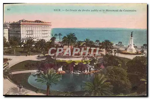 Cartes postales Nice La Grolle du Jardin public et le Monument du Cantenaire