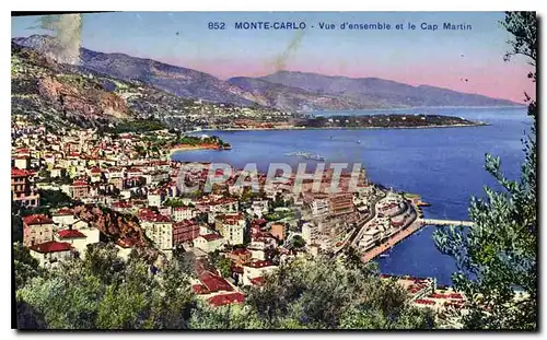 Cartes postales Monte Carlo Vue d'ensemble et le Cap Martin