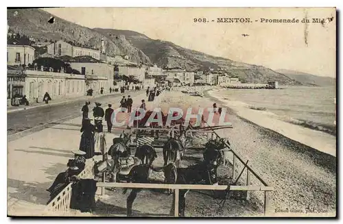 Cartes postales Menton Promenade du Midi Ane Mule