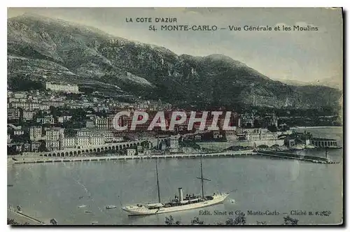Cartes postales La Cote d'Azur Monte Carlo Vue Generale et les Moulins