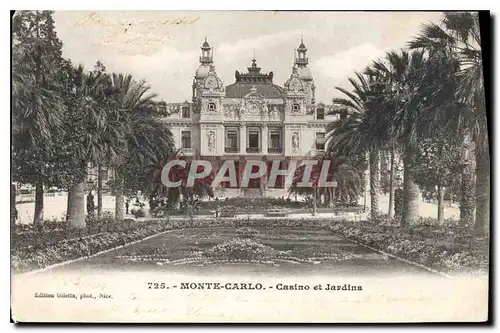 Cartes postales Monte Carlo Casino et Jardins