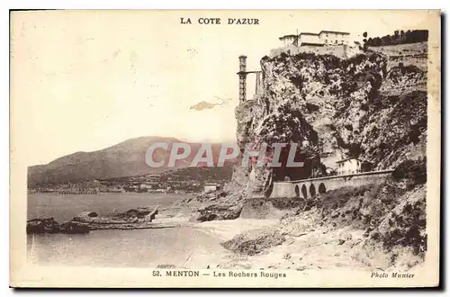 Cartes postales La Cote d'Azur Menton Les Rochers Rouges