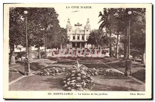 Cartes postales La Cote d'Azur Monte Carlo Le casino et les jardins