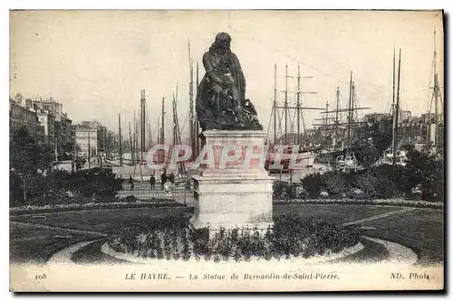 Ansichtskarte AK Le Havre La Statue de Bernardin de Saint Pierre Bateaux