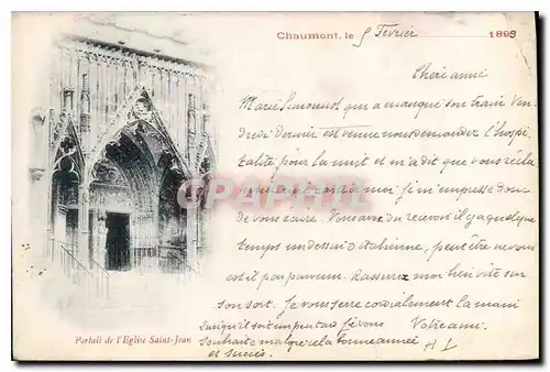 Ansichtskarte AK Chaumont Portail de l'Eglise Saint Jean Carte 1899