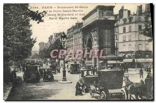 Cartes postales Paris Boulevard St Denis et la Porte Saint Martin St Denis Boulevard of and Saint Martin Gate