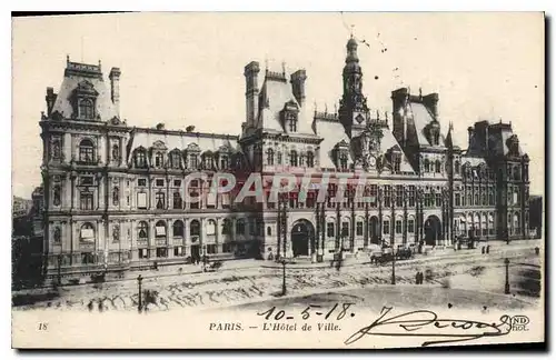 Cartes postales Paris L'Hotel de Ville