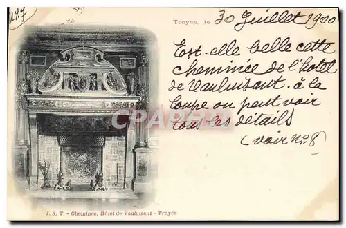 Cartes postales Troyes Cheminee Hotel de Vauluisant