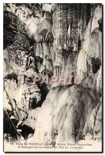 Cartes postales Puits de Padirac Lot Grand Dome Stalactites et Stalagmites au dessus du Pas du Crocodile