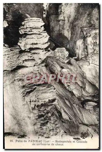 Cartes postales Puits de Padirac Lot Stalagmites et Cascade de carbonate de chaux