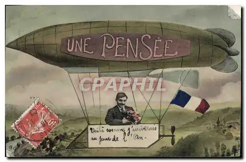 Cartes postales Une Pensee Dirigeable Zeppelin