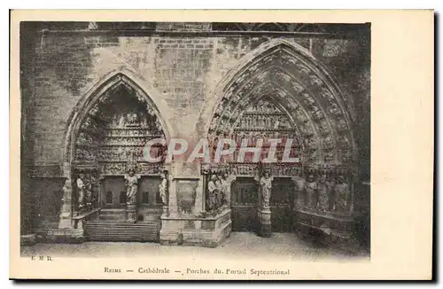 Ansichtskarte AK Reims Cathedrale Porches du Portail Septentrional