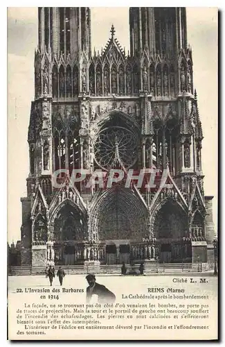 Cartes postales Reims Marne La Cathedrale a pres le bomardement