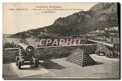 Cartes postales Monaco Vue sur le Cap d'Ail prise de la Terrasse et Artillerie