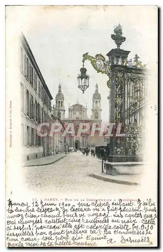 Ansichtskarte AK Nancy Rue de la Constitution & Cathedrale Carte 1900